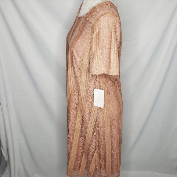 NEW MIKAROSE dress the Elise dusty rose lace short sleeve modest M - Picture 3 of 11